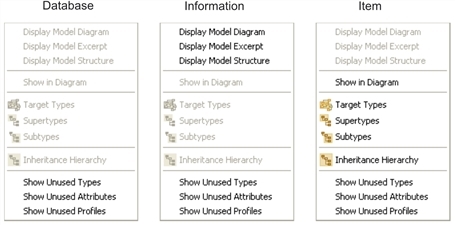 This image shows the options currently available in the Model Query menu.