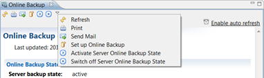 This image shows the Tool bar of Online Backup dialog.