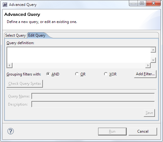 This image shows the Edit Query tab in the Advanced Query dialog.