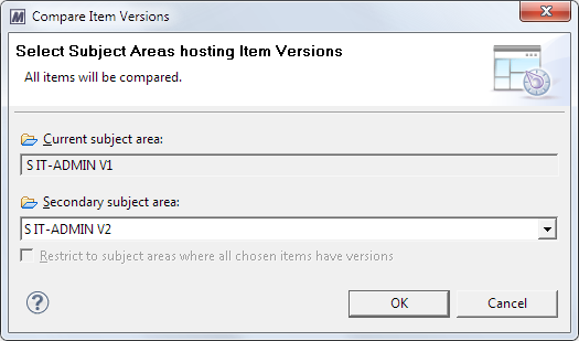 This image shows the Compare Item Versions dialog.