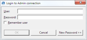 This image shows the Login to Admin connection dialog.