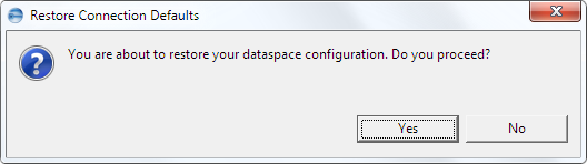 This image shows a confirmation dialog to restore connection defaults.