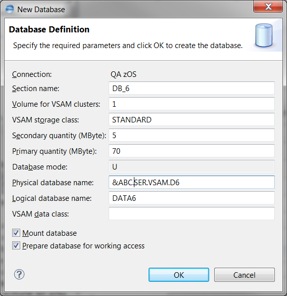 This image shows the New Database dialog.