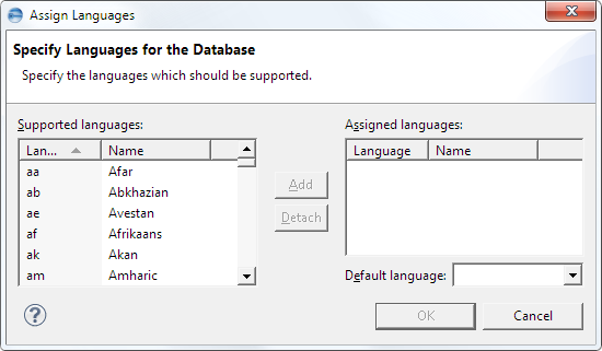 This image shows the Assign Languages dialog.