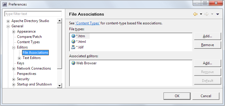 This image shows the option to associate an editor to a file type.