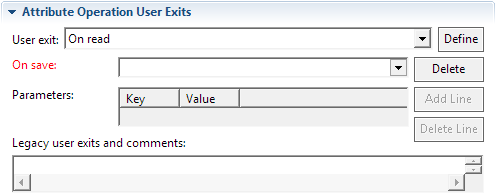 This image shows the Attribute Operation User Exits panel.