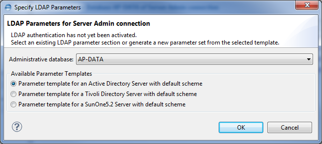This image shows the dialog to specify LDAP parameters.