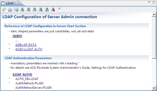 This image shows the LDAP configuration of the Server Admin connection.