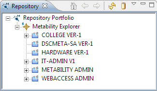 This image shows the Repository Portfolio with the subject area hierarchy.