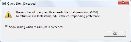 This image shows the Query Limit Exceeded error message.