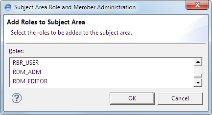 This image shows the Subject Area Role and Member Administration dialog.