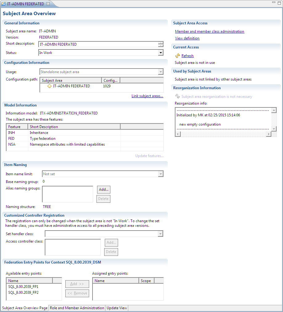 This image shows the Subject Area Overview subpage.