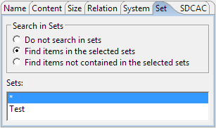 This image shows the options in the Search in Sets section.