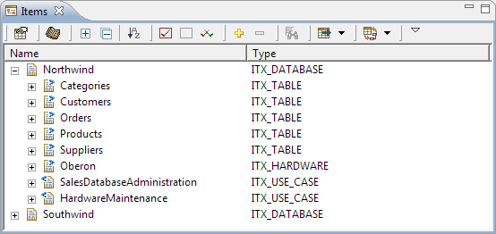 This image shows the item table format with one branch expanded.