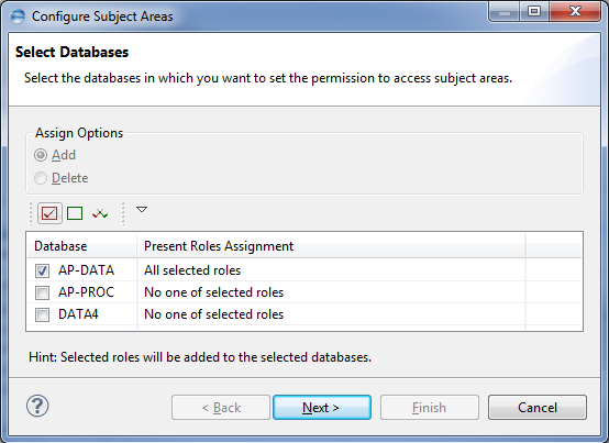 This image shows the Select Databases dialog.