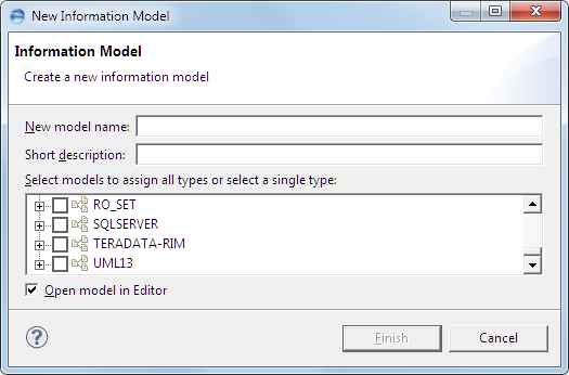 This image shows the New Information Model dialog.