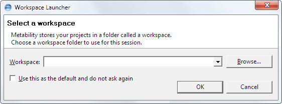 This image shows the Workspace Launcher dialog.