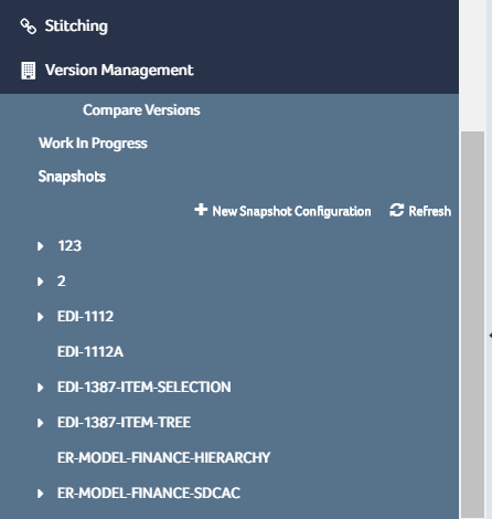 The image displays the newly created snapshot under Version Management Pathway.