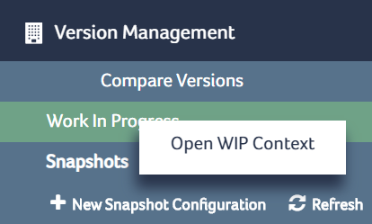 The image displays the Open WIP Context Pathway menu